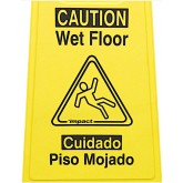 Bilingual Folding 25 inch "Caution Wet Floor" Sign - Yellow, Case of 6
